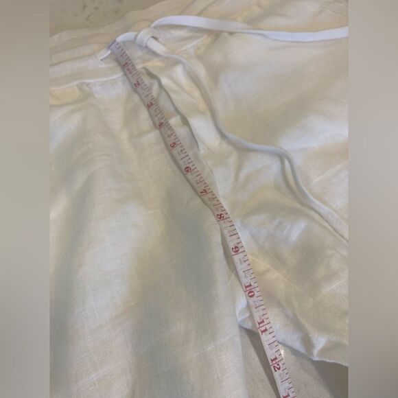 James Perse 100% Linen White Cotton Wide Leg Drawstring Pant Large - Picture 7 of 8